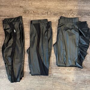 SHEIN Faux Leather Leggings Women Plus Size 2XL Black Stretch Fashion Elastic 3